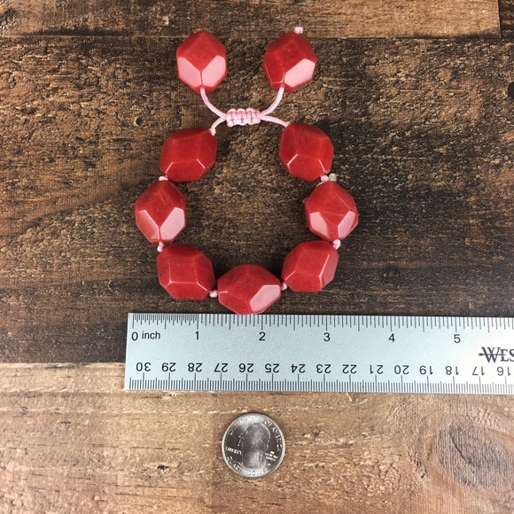 Red Agate or Onyx Stone Pink Macrame Bracelet Lola Rose QVC - Picture 9 of 10